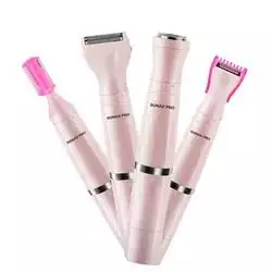 Hot Selling Multifunctional 4 in 1 Electric Eyebrow Trimmer Washable Professional Base Support Epilator Kit