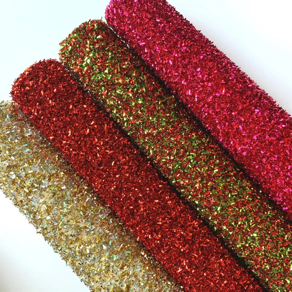 Tinsel glitter fabric sheets & faux leather for christmas decorations