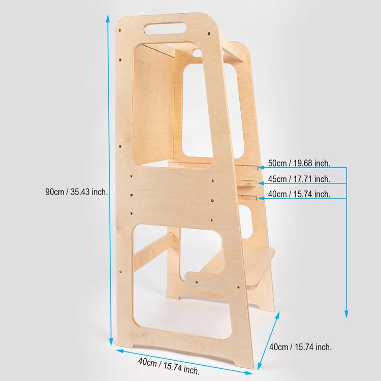 Toddler Convertible Kitchen Helper Adjustable Height Solid Wood Step Stool Cooking Learning Tower For Kids