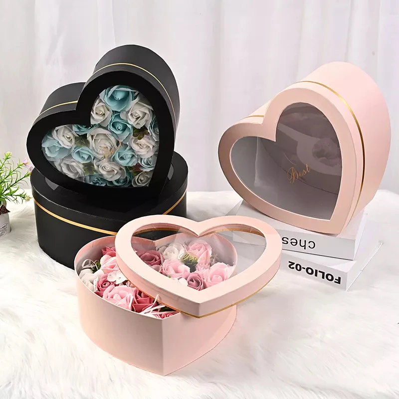 Custom Logo Luxury Pink Birthday Wedding Bouquet Round Floral Flower Packaging Box For Florist With Lid