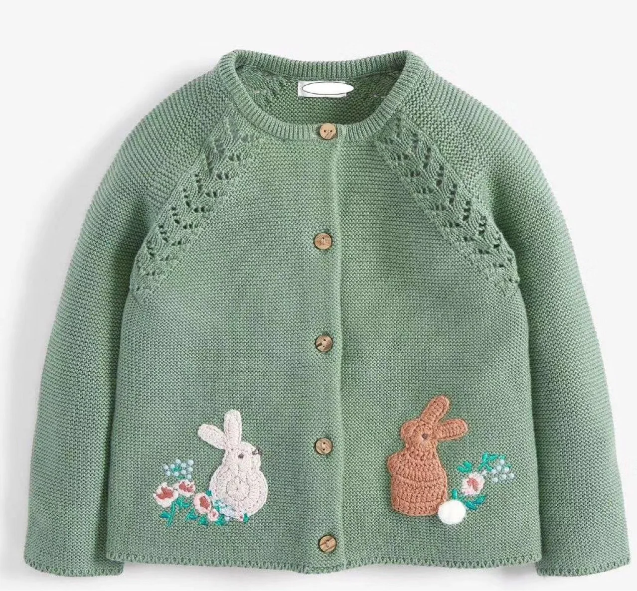 Ivy40273A European children winter cardigan embroidery knitted Christmas girls kids rabbit sweaters