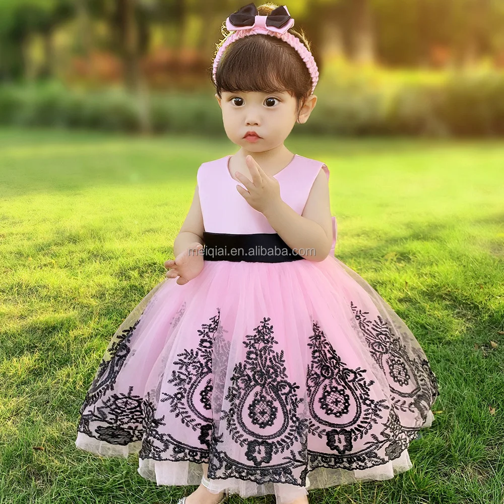 MQATZ New Girl Princess Dress Newborn Baby Birthday Baptism Party Kids Flower Girl Dresses With Hairband