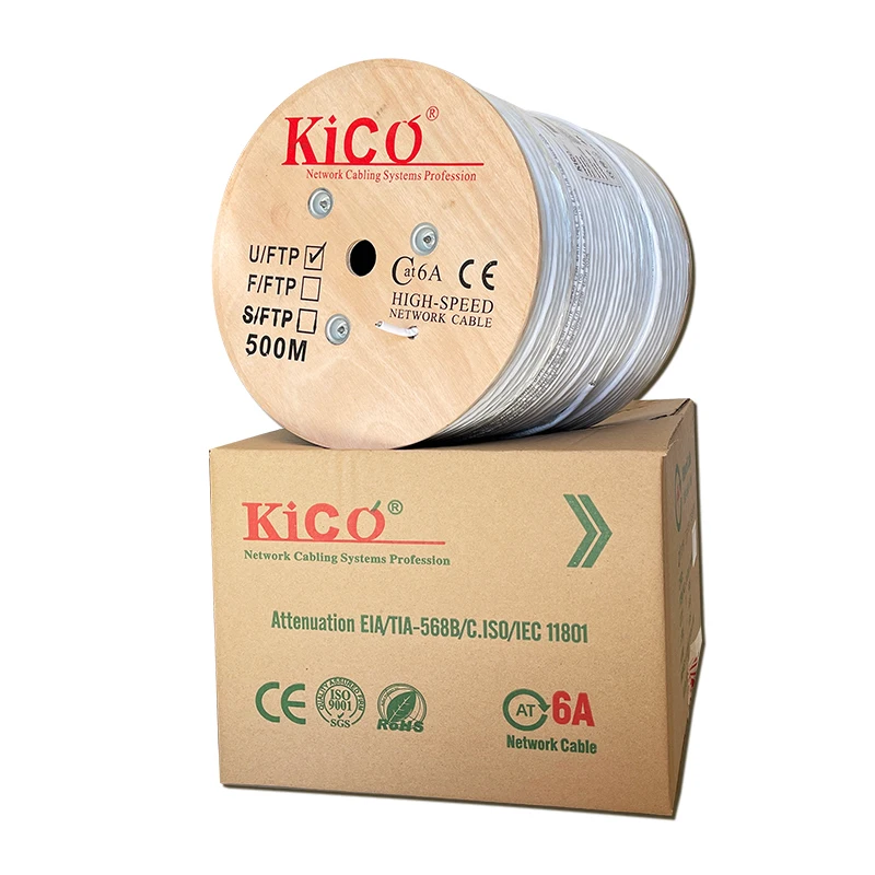 KICO High Speed LZSH 10G Indoor Ethernet Cat6a Network Lan Cable U/FTP cca 23AWG 500m Low Price cable Manufacturer