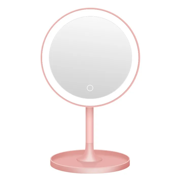 Flexible Suction Cup Cosmetic Vanity Makeup Magnifying Mirror Glasses Desktop Mirror Desktop LED Light Mirror 24 Pcs LED Lights