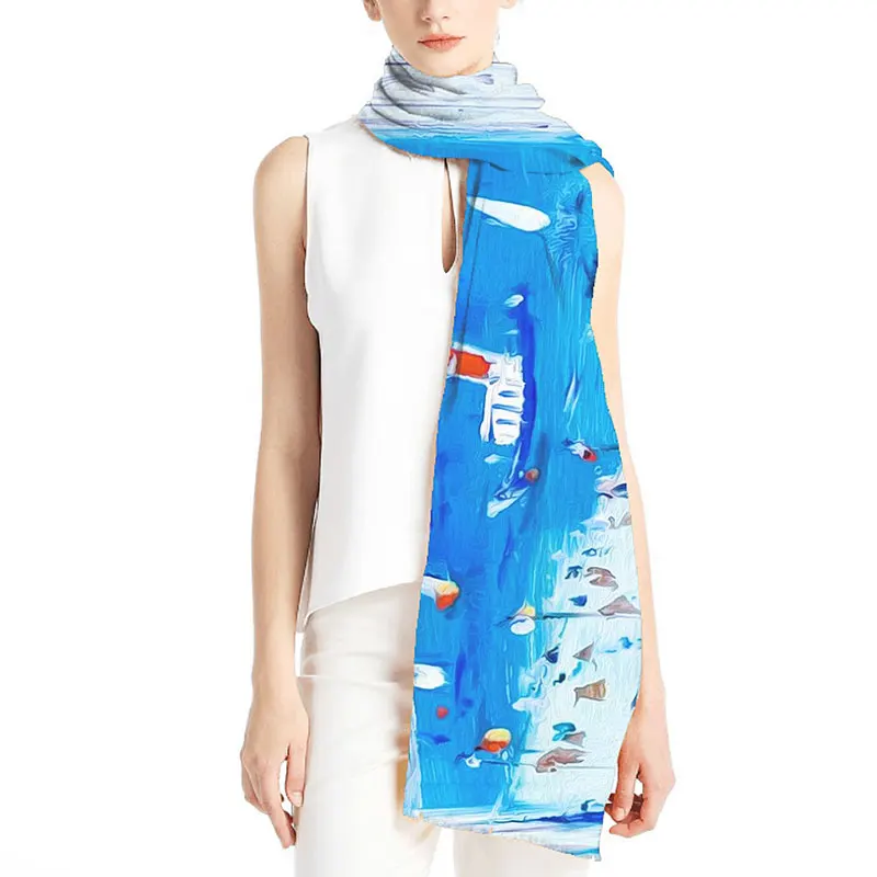 High quality soft polyester silk scarf fashion women lady scarves cloth bag decoration