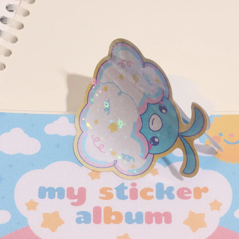 Customized Korean Cartoon Cute Stickers Anime Creative Decorative Adhesive Stickers Sheet Waterproof Hologram Sticker