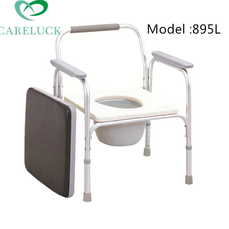 Portable folding portable steel commode chair stainless small steel folding bedside commode seat toilet chair for adults