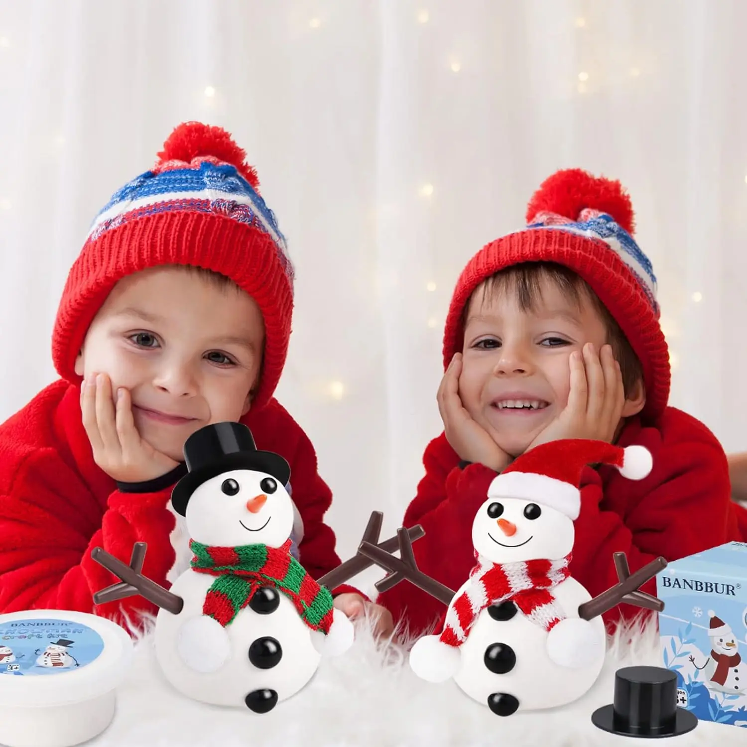9 Pack Build a Snowman Kit Snowman Crafts for Kids,Modeling Clay Snowman DIY Kit, Christmas Stocking Stuffers
