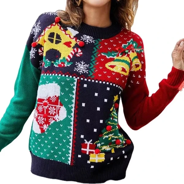 2024 New Little Snowflake Christmas Sweater Christmas Tree Pullover Knitted Sweater Christmas Outfit