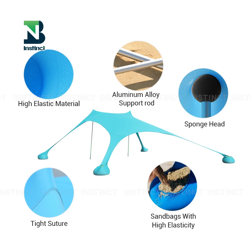 INSTINCT  Top Quality Uv50+ Beach Tent Sun Shelter Shade Custom 3-4 Person Canopy Tarp Tent Shelter Lightweight Beach Shade