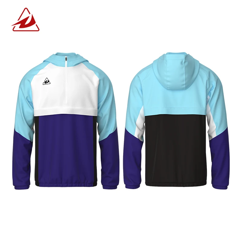 OEM Custom Winter Outdoor Sports waterproof Waterproof Half Zip Men Black Windbreaker Hoodie Running Jacket With Hood