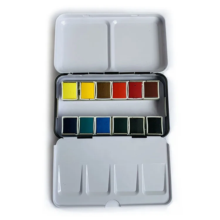 Professional 12/24/36/48 colors tin box packing solid watercolor set
