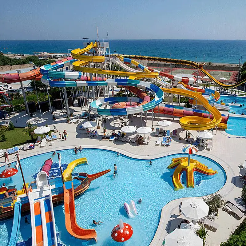Spiral Slide for Outdoor Water Playground and Aqua Park Installations, Designed for Maximum Durability