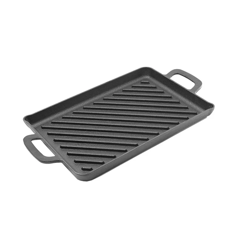 Large Heavy Duty Custom Logo Available Grill Frying Pan Cast Iron Grill and Griddle Plate