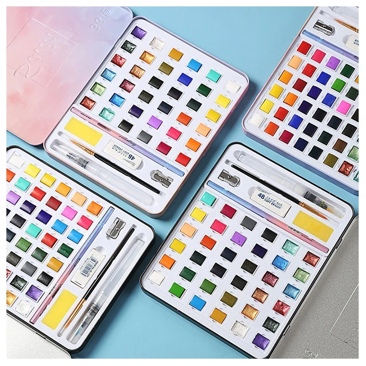 Factory eco friendly professional pan 36color solid watercolor paints set
