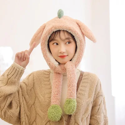 New Tik Tok Dinosaur Bunny Ear with Air Pump Moving Plush Winter Earflap Warm Hats