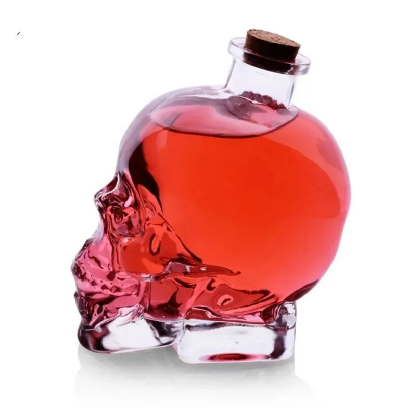 120ml 200ml 400ml 750ml Luxury Fashion Empty Skull Shape Unique Liquor Glass Wine  Bottle