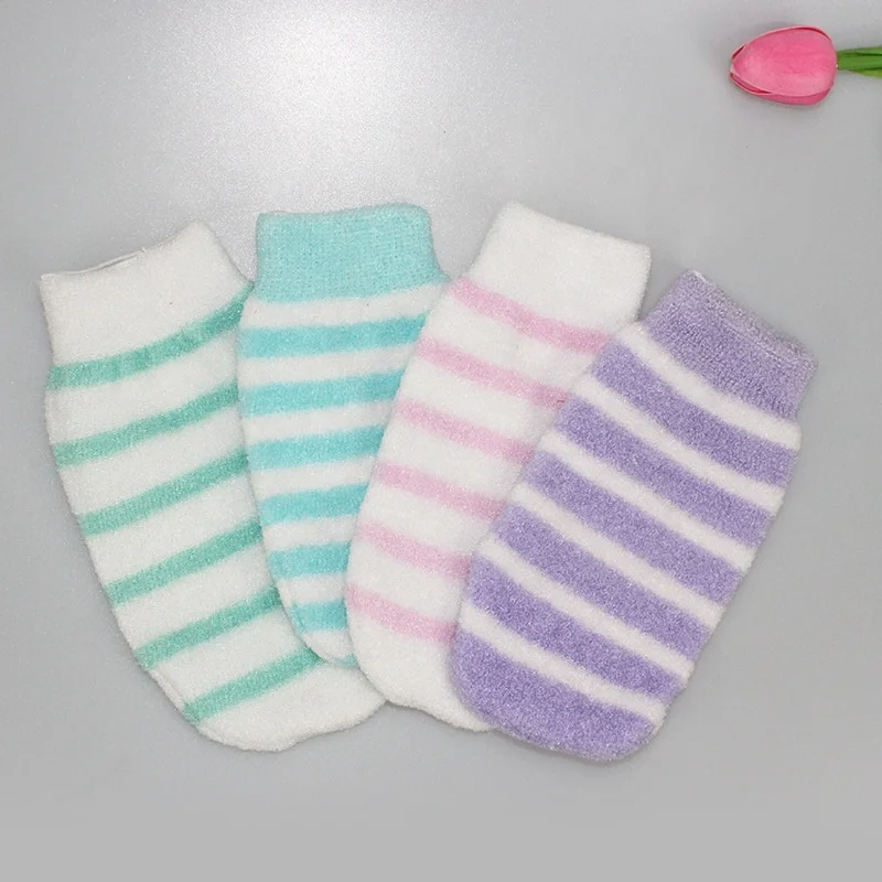 Exfoliating Scrub Fine Anti-Skid Soft Feel Eco-Friendly Cleaning Skin Nylon Bath Gloves