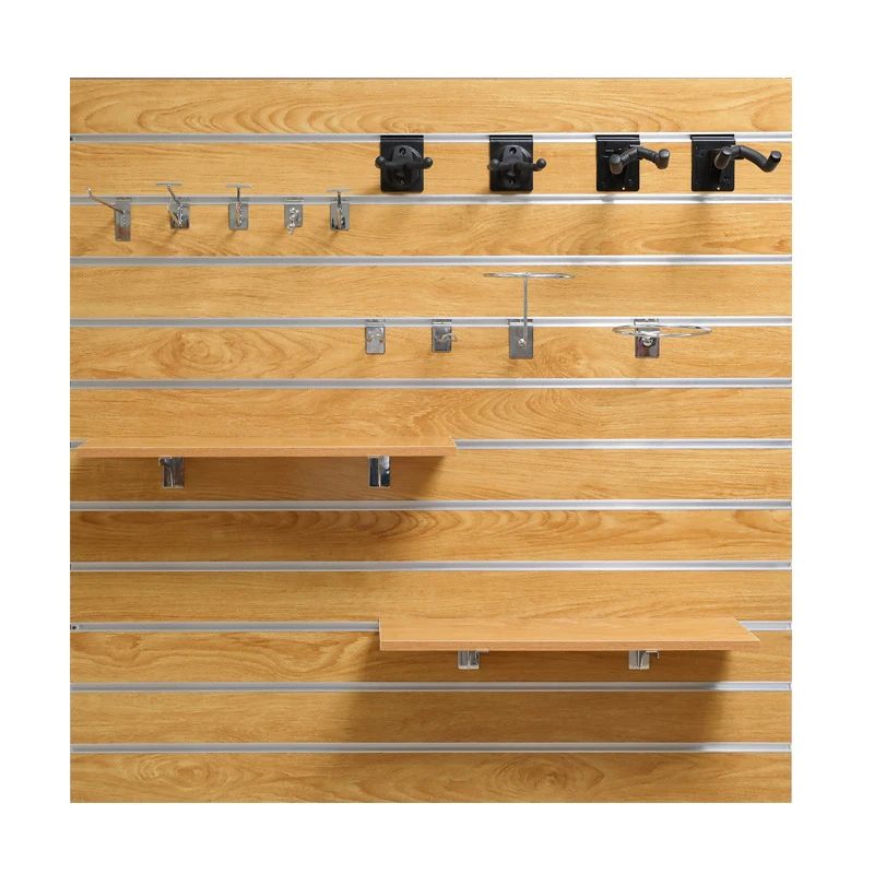 Factory Sale First-Class 18mm Hardboard Slatwall Panel E1 Formaldehyde Emission Standards Wood Fiber Base MDF Slatwall Board