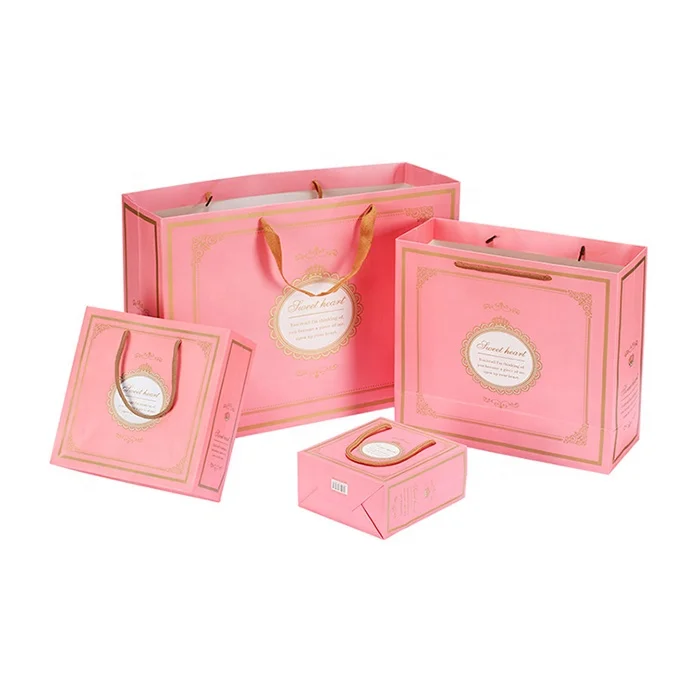 China Manufacturers Personalised Luxury Boutique Giftbag Packaging Custom Pink Paper Thank You Gift Bags With Logo Print