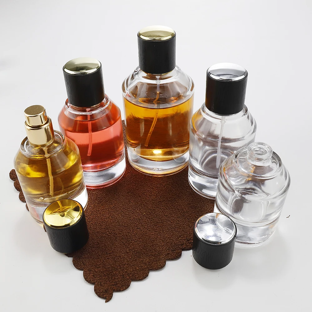 50ml and 100ml Glass Perfume Bottles Set with Lids and Sprayers - Wholesale Prices, High Quality