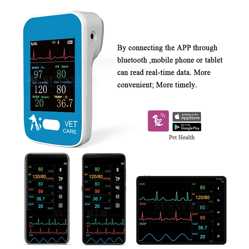 SY-AM6200 VET 2.8 inch monitor  wireless charger model vitales Multi parameter veterinary vital sign monitor animal use