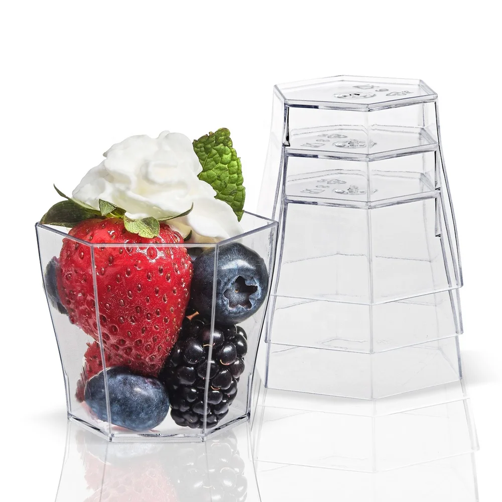 Eco-friendly reusable  plastic hexagon dessert drinking cup for party