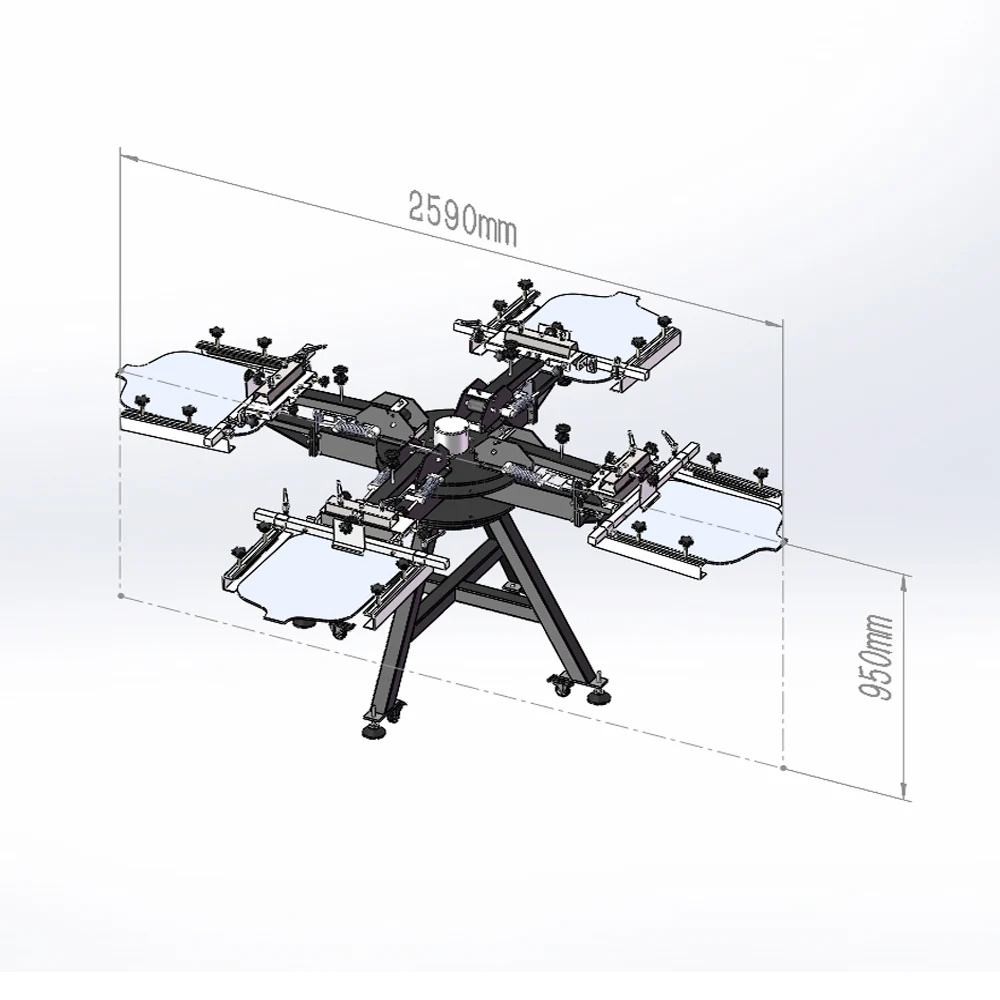 Strong Base High Quality 4 color 4 station textiles T-shirt silk screen printing machine some kits for fabric cloth