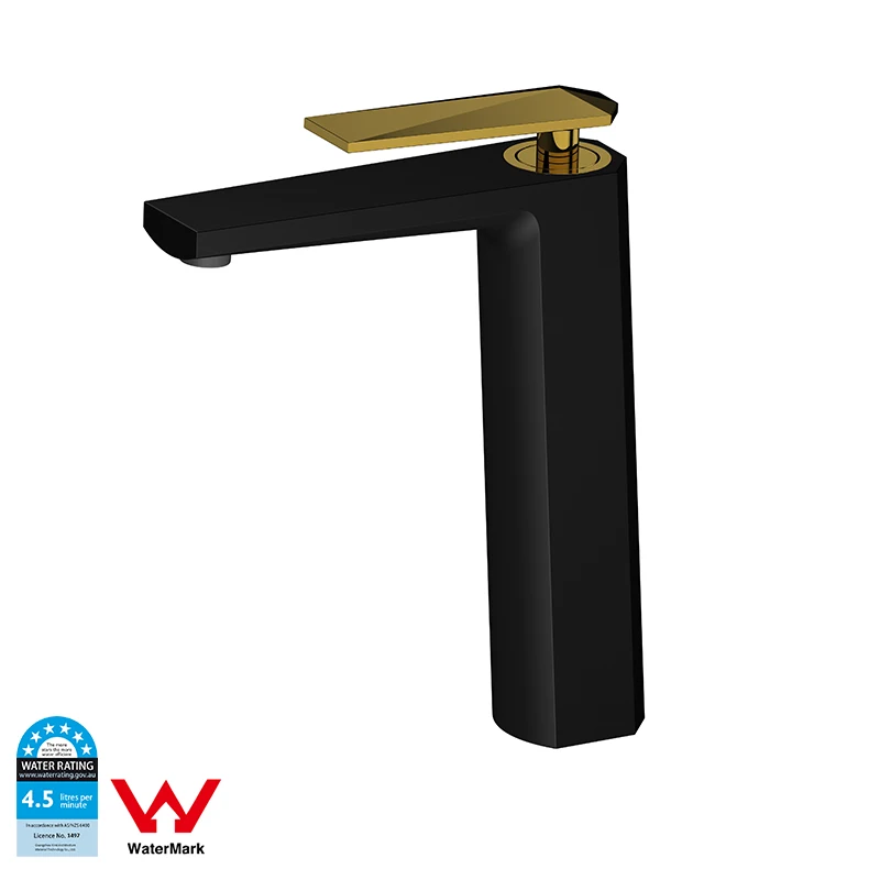Watermark Approval Basin Brass Square Mixer Tap Deck-mounted Liberty Statue Faucet Matte Black and Gold Polished Tapware