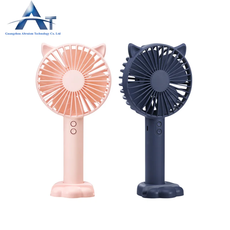 Hot Sale Cute Cartoon  3 Speed Electric Fan Cat USB Charging Handheld Mini Fan N10