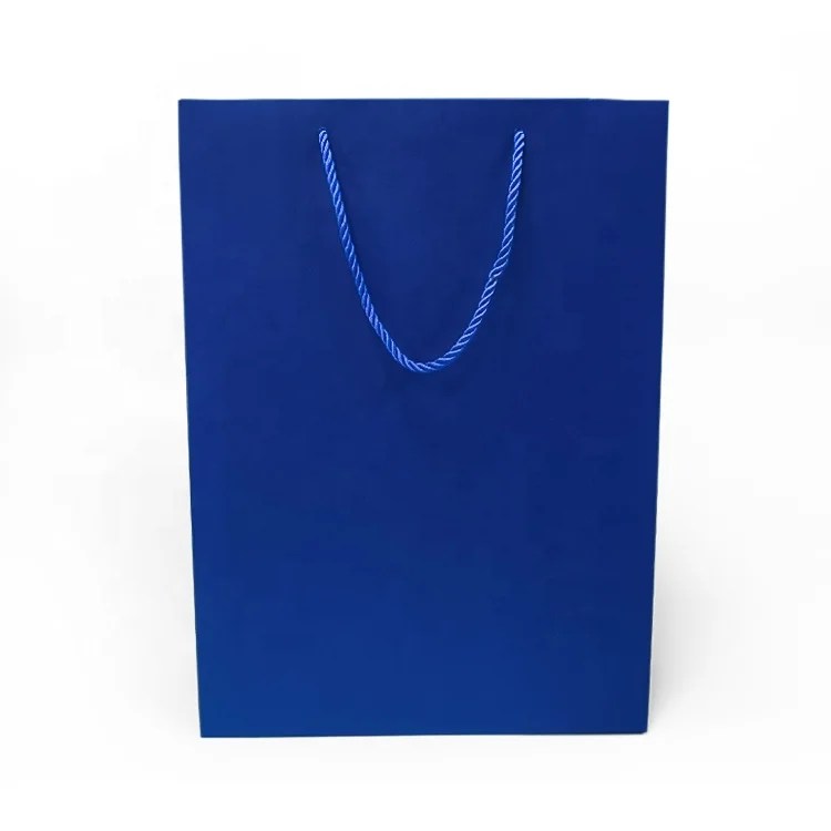 Wholesale OEM ODM Pantone Printing Shopping Bags Blue Large Small Paper Bags With Own Logo For Apparel