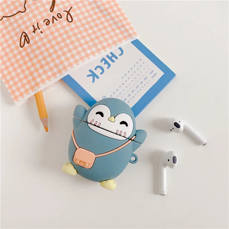 Creative Custom Cartoon Cute Penguin Soft Silicone Protective Case Cover Silicon Holder for Airpods Pro For Airpod 2