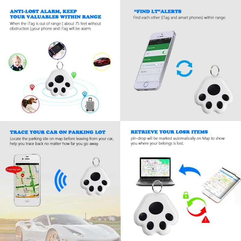 New Design Smart Locator Pet tracker GPS Bluetooth Tracker Easy Tracking for Android and IOS Voice Alarm Anti-Lost GPS Tracker