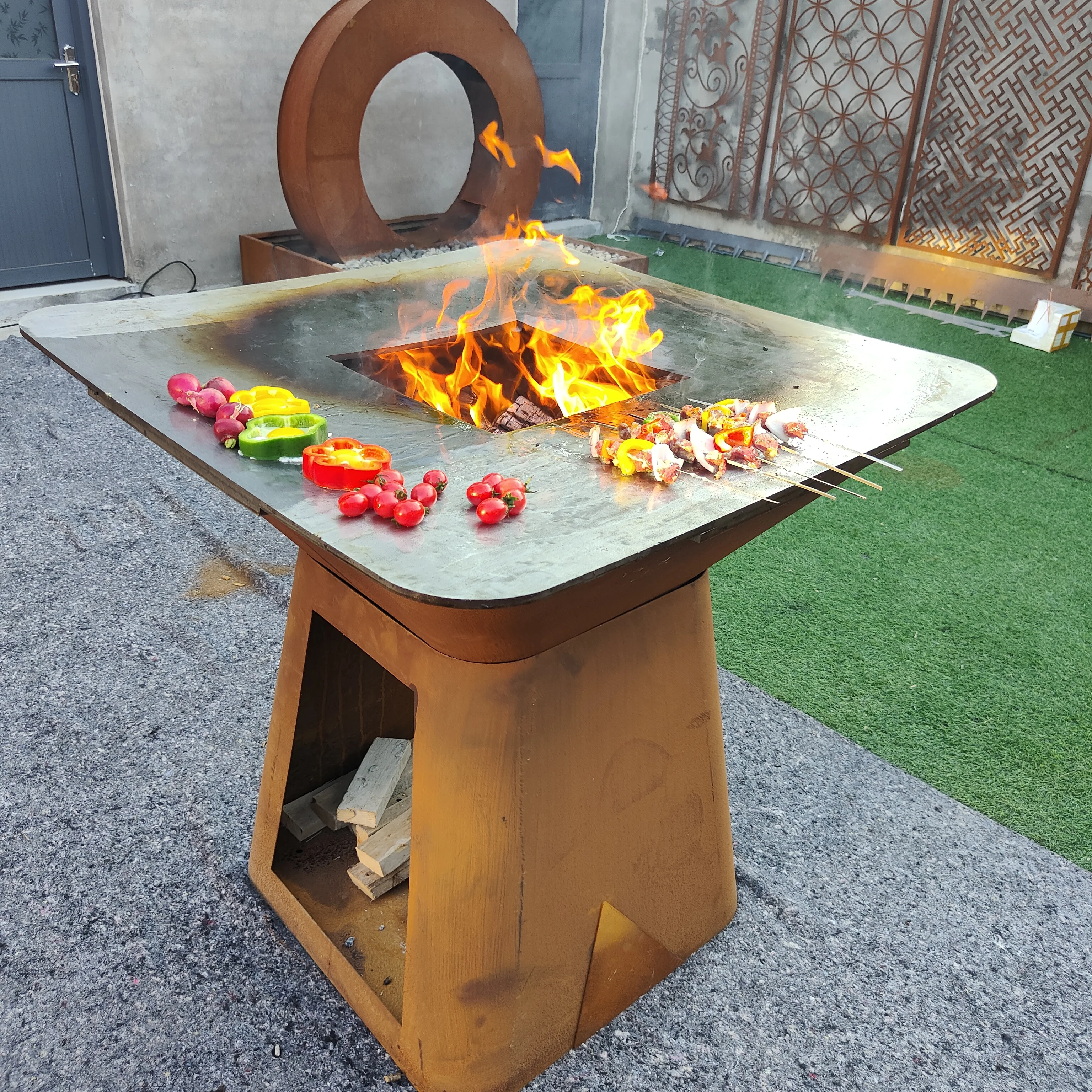 Corten steel bbq Fire Pit Heavy Large BBQ barbecue grills