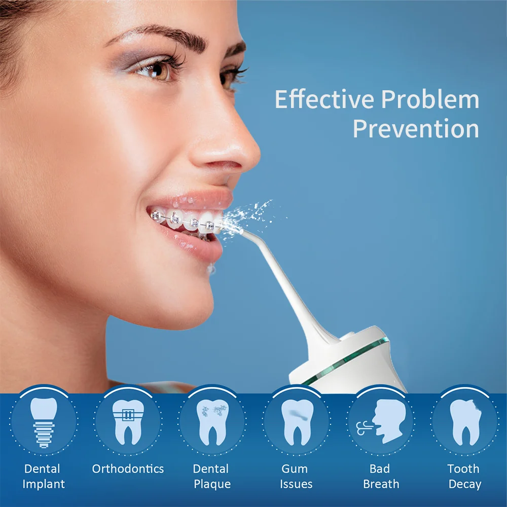New Design Type C Charging Rechargeable Water Irrigator Dental Care Oral Irrigator 300ml & IPX7 Waterproof Water Flosser