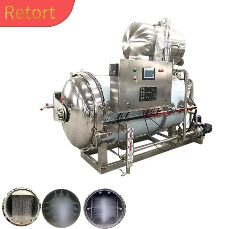 Steam and air  retort for pouches trays sterilization cascade retort