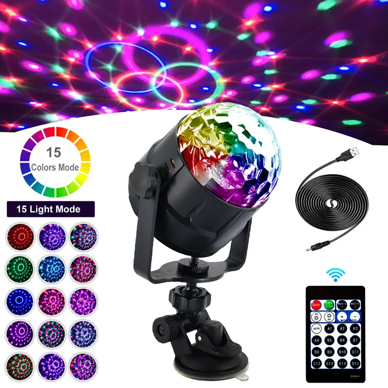 USB 5V Remote Control Hot Sale Party Lights Disco Strobe Light Crystal Magic Ball RGB Stage Light