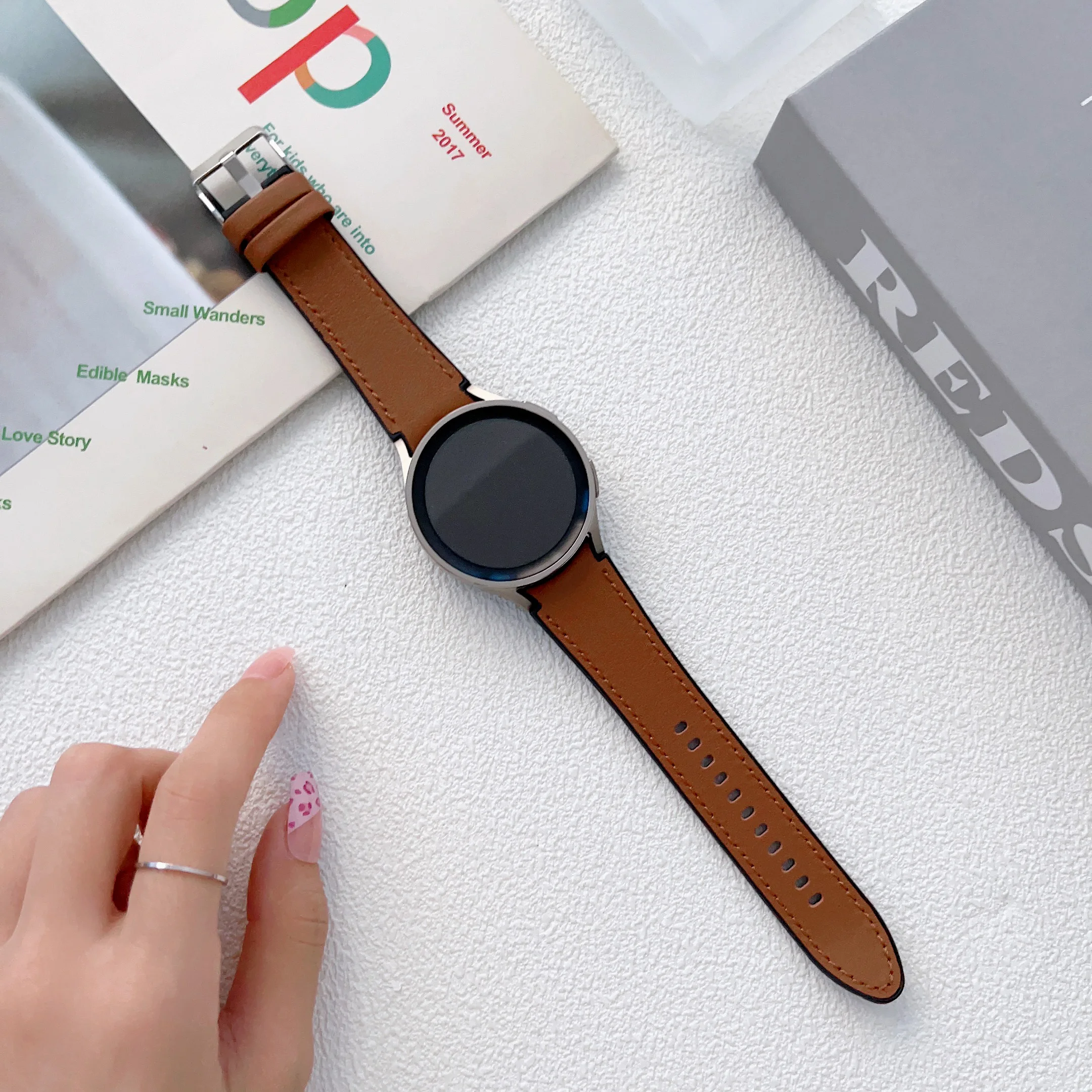 Leather Watch Bands 24 22 20 18 16 14 mm Smartwatch Replacement Strap For Samsung Galaxy Watch 42mm Huawei GT2