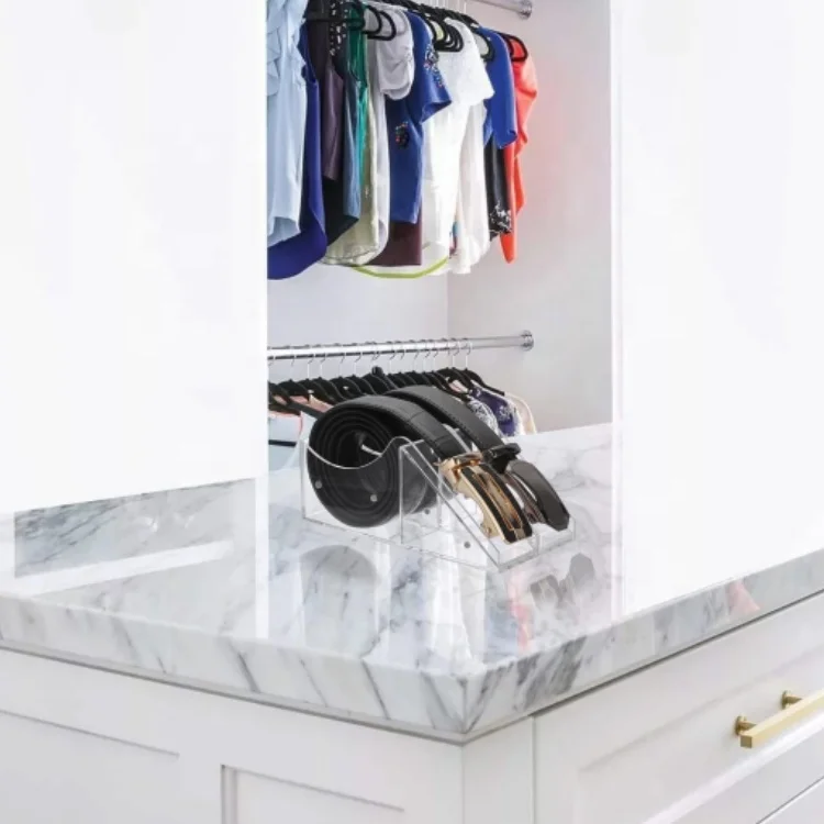 Perfume Simple Clear Acrylic Belt Storage Holder Belt Case with Magnet on Side for Tie and Bow Tie Acrylic Display Holder