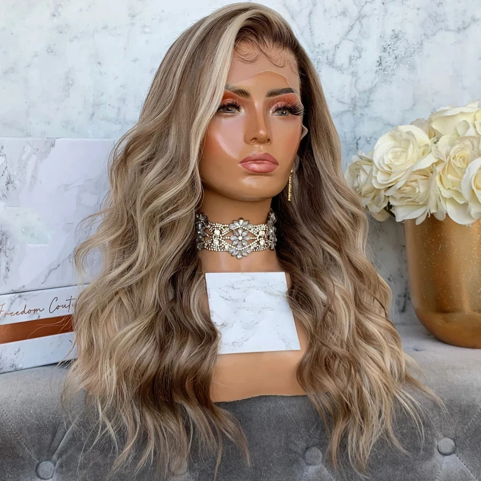 Ash Blonde Highlight Human Hair Transparent HD Lace Front Wigs for Black Women White Women 150 Density Natural Hair Wigs