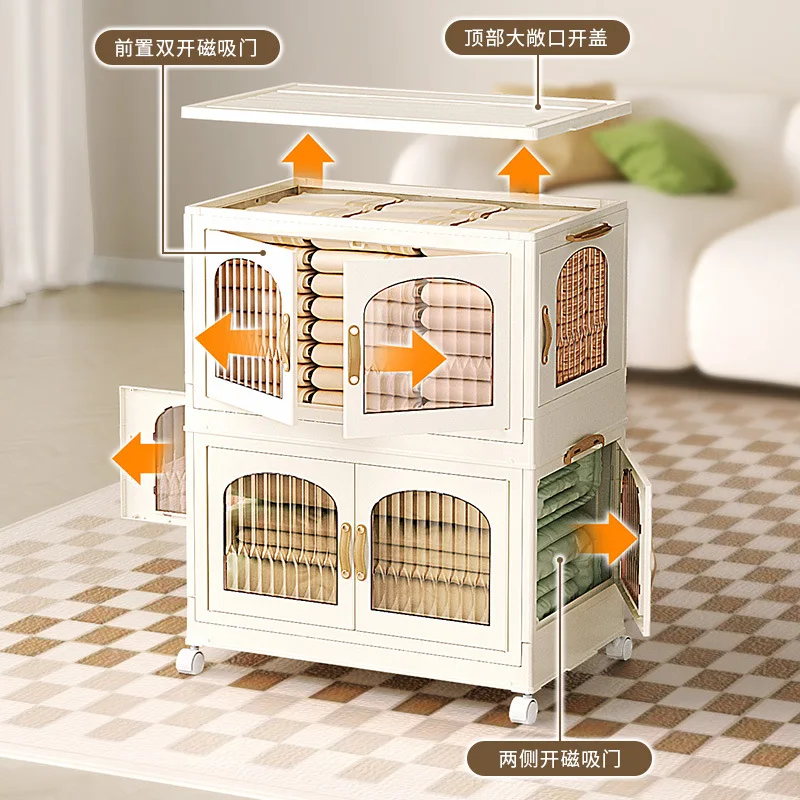 2023 Household Double Doors 2/3/4/5Layers Portable Hanging Wardrobes Kid Clothes Snack Toy Storage Plastics Storage Cabinet