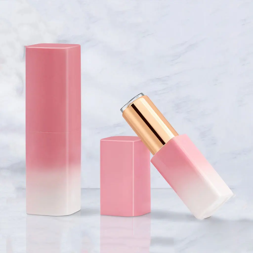 2023 new fashion square pink gradient empty lipstick tube custom luxury lipstick container