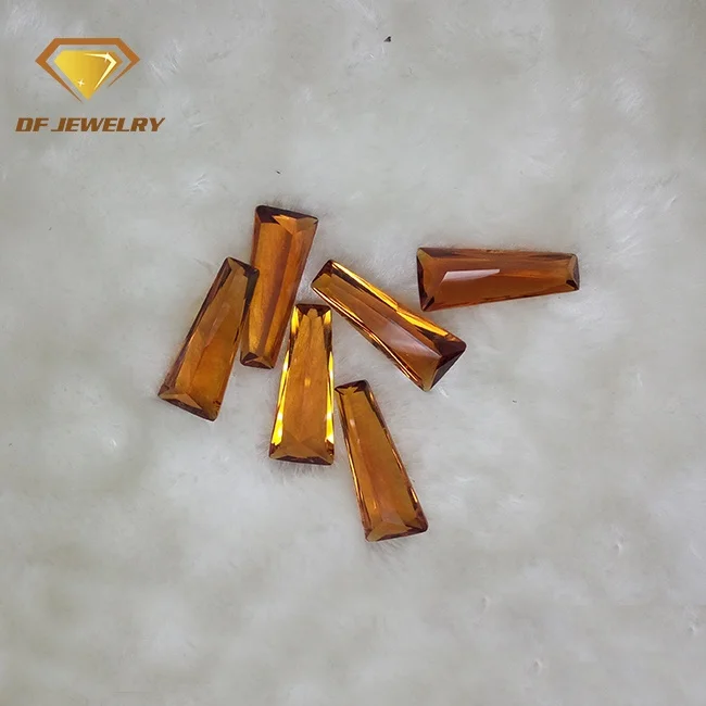 Customized Hydrothermal Quartz Tapper Baguette Princess Cut Synthetic Citrine Crystal Quartz For Jewelry Making