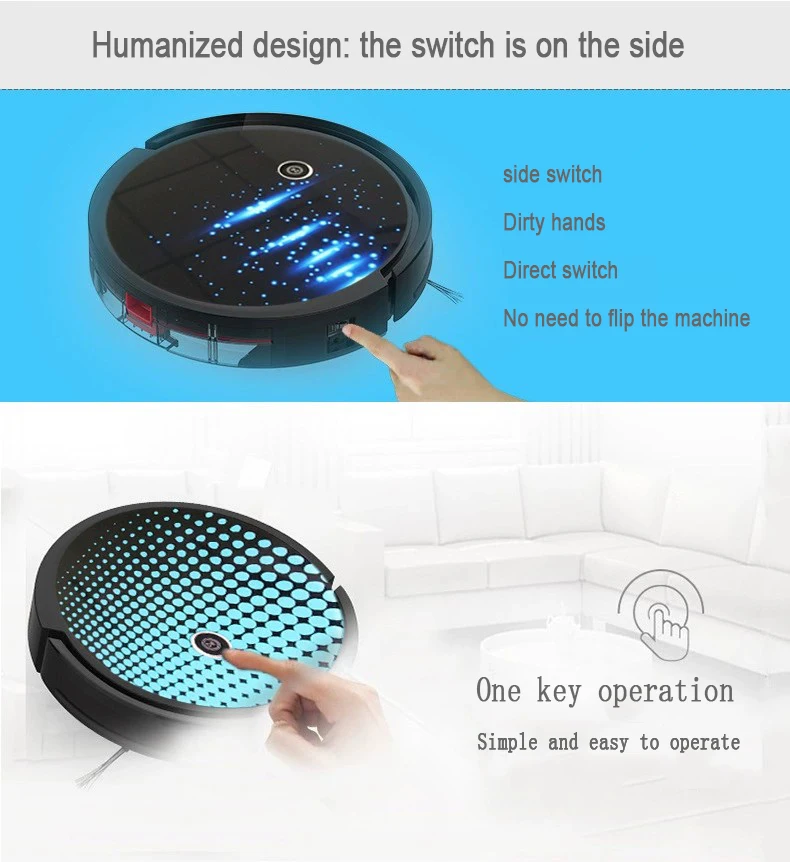 Home Appliances Electric Robotic Vacuum Cleaner Mop 1800Pa Suction Hard Floor Sweeping Self Cleaning Robots