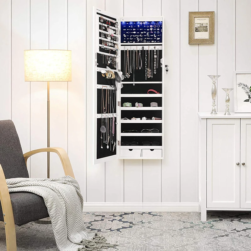 
Hanging Wall Mounted Jewelry Cabinets Storage Organizer With Mirror Full Length Mirror 