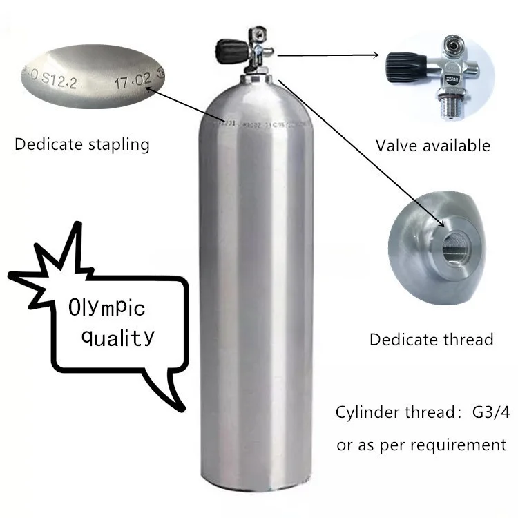 Wholesales Thaistone  12L air tank diving EU ISO rating High Quality free diving equipment tank spare air tank scuba diving