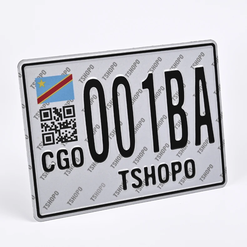 Africa Congo Embossed Aluminum Reflective Film Car Number License Plate For Motorcycle