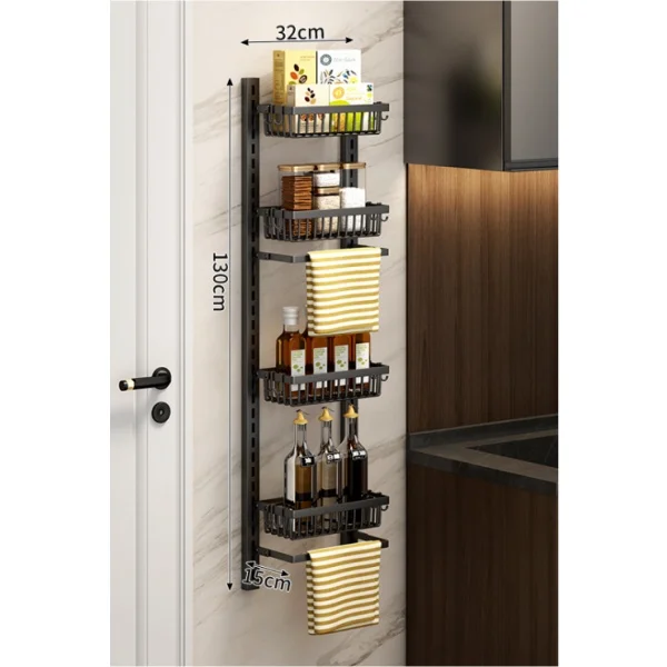 Best Selling Multi-Layer Wall Hanging Kitchen Spice Rack Metal Over the Door Pantry Organizer Storage Rack With Mesh Baskets