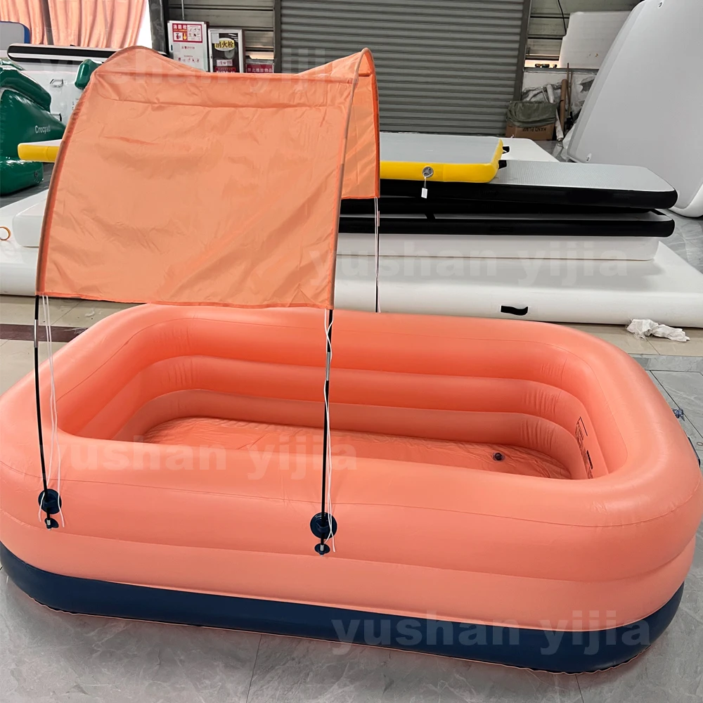 Factory Direct self inflating large inflatable swimming pool with sunshade