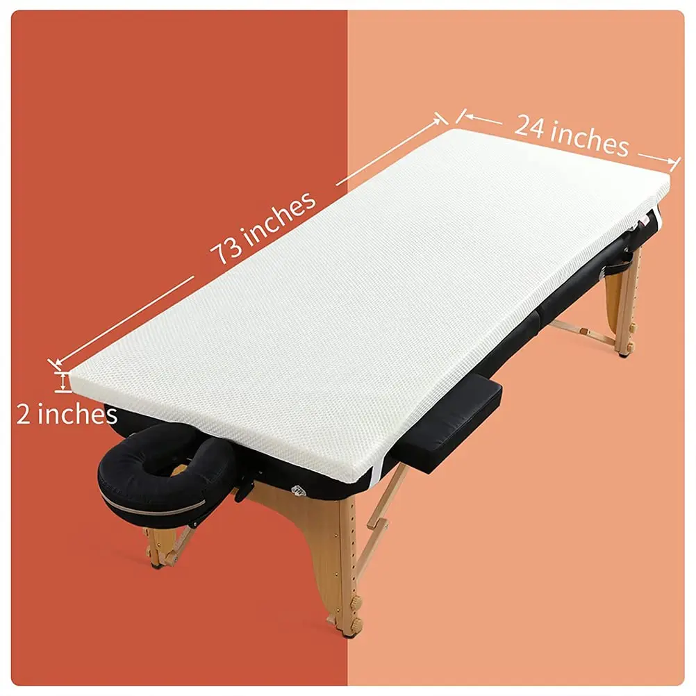 factory hot sell 2 inch Memory Foam Massage Table Topper with Removable Cover Beauty White 73x24x2 inch